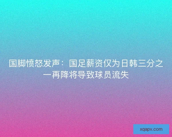 国脚愤怒发声：国足薪资仅为日韩三分之一再降将导致球员流失